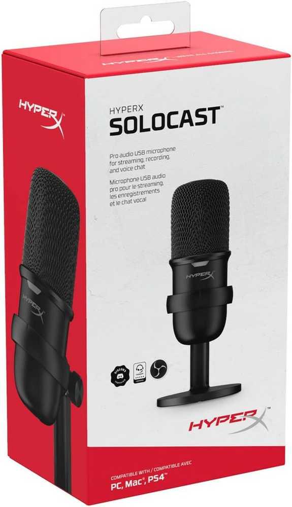HyperX SoloCast - USB mikrofonas, juodas, modelis - 4P5P8AA, žema
