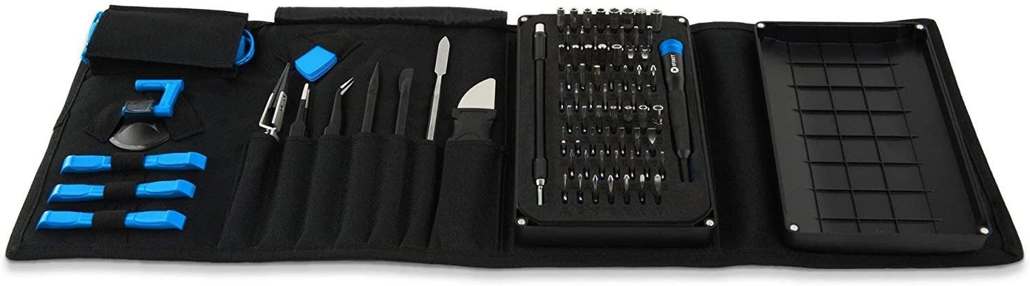 iFixit EU145307 - Įrankių rinkinys - Universalus - Atidarymo kirtiklis,Atsuktuvas,Spudger,Siurbtukas,Pincetas - Juodas,Mėlyna,Pilkas,Nerūdijantis plienas,Permatomas,Baltas - Plokščias,Apsauginis Torx,Veržliaraktis,Torx -3 pincetai