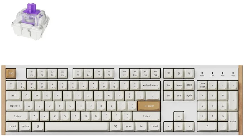 Keychron K10 HE Wireless (K10H-Q1) - US išdėstymas - Gateron Magnetic Nebula - Baltas (Balta) Magnetinė Belaidė Žaidimų Klaviatūra