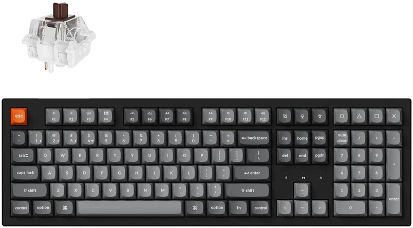 Keychron K10 Max Wireless – US išdėstymas – Hot-Swappable Super Brown Switches (K10M-H3) Mechaninė Belaidė Žaidimų Klaviatūra