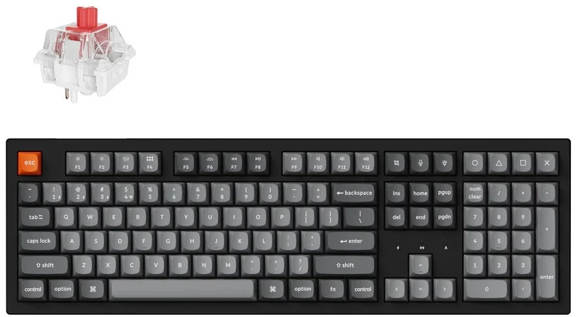 Keychron K10 Max Wireless (K10M-H1) - US išdėstymas - Hot-Swappable Super Raudona Switches - Juodas (Juoda) Mechaninė Belaidė Žaidimų Klaviatūra