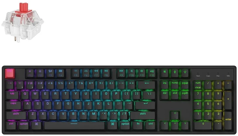 Klaviatūra žaidimams Keychron K10 V2 Keychron Super Raudona belaidė mechaninė su pašvietimu juoda