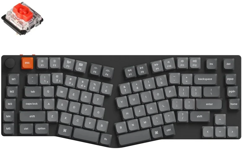 Keychron K15 Max Led Raudona Switch Wireless Low Profile Klaviatūra (Juodas) [K15M-A1].