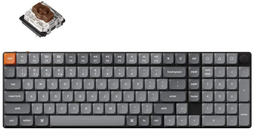 Keychron K17 Max RGB Brown Switch Wireless Low Profile Klaviatūra (Juodas) [K17M-H3].