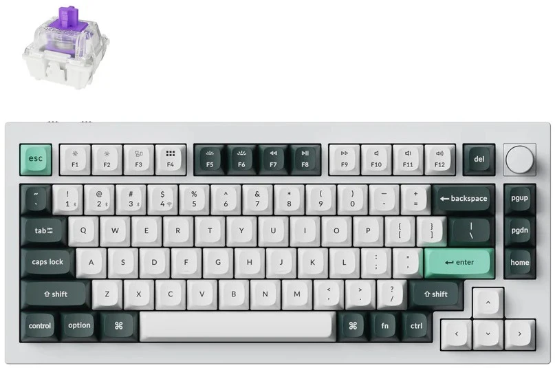 Klaviatūra žaidimams Keychron Q1 HE Gateron Double-Rail Magnetic belaidė magnetyczno-mechaninė su pašvietimu balta