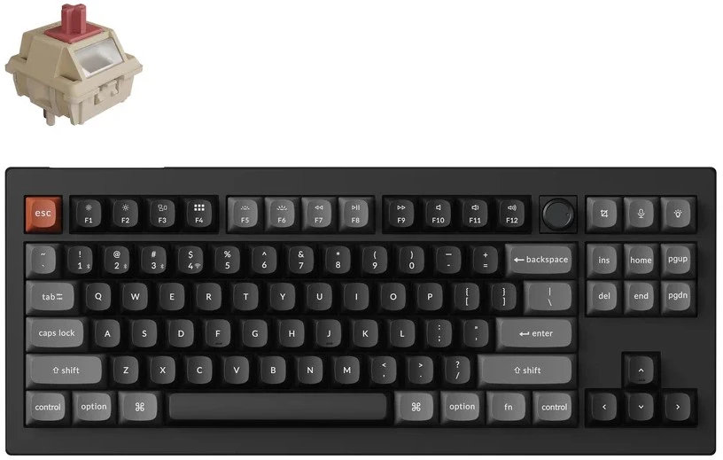 Keychron V3 Ultra Wireless (V3U-D1) – US išdėstymas – Hot-Swappable Silk POM Raudona – Juodas (Juoda) Mechaninė Belaidė Žaidimų Klaviatūra