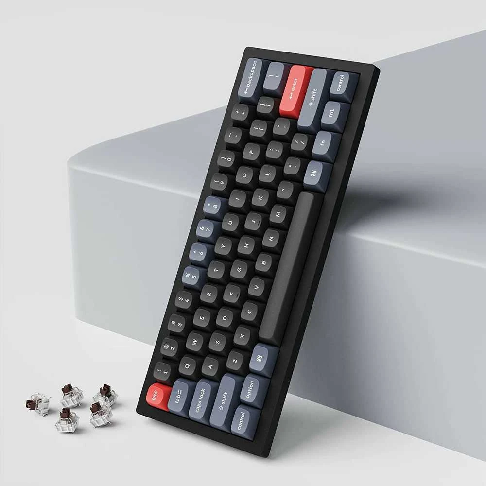 Keychron V4 60% mechaninė klaviatūra (ANSI, Carbon juodas, RGB, Hot-swap, US, Pro Brown Switch)