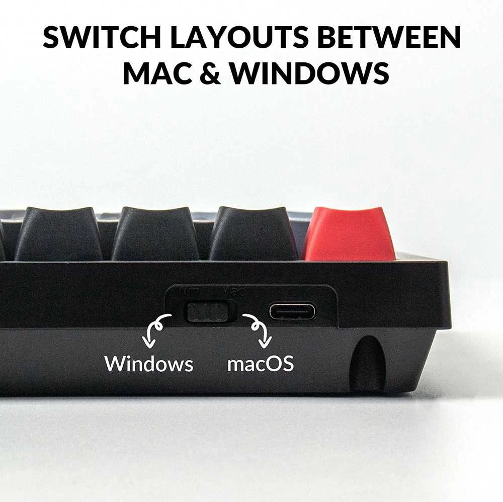 Keychron V4 60% mechaninė klaviatūra (ANSI, Carbon juodas, RGB, Hot-swap, US, Pro Brown Switch)