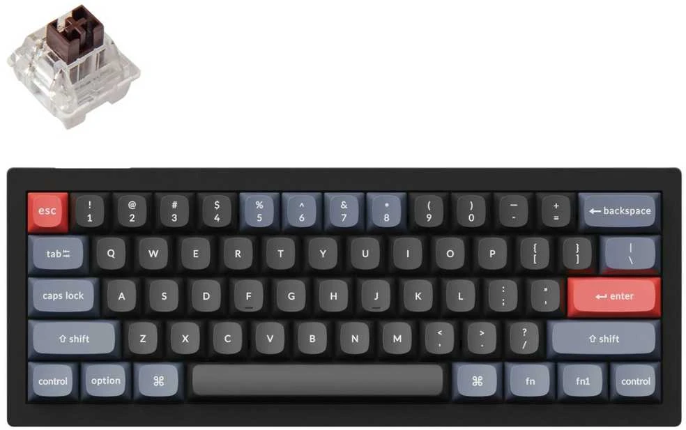 Keychron V4 60% mechaninė klaviatūra (ANSI, Carbon juodas, RGB, Hot-swap, US, Pro Brown Switch)
