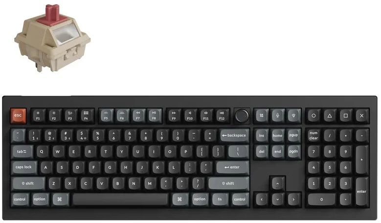 Keychron V6 Ultra Wireless (V6U-D1) - US išdėstymas - Hot-Swappable Silk POM Raudona - Juodas (Juoda) Mechaninė Belaidė Žaidimų Klaviatūra