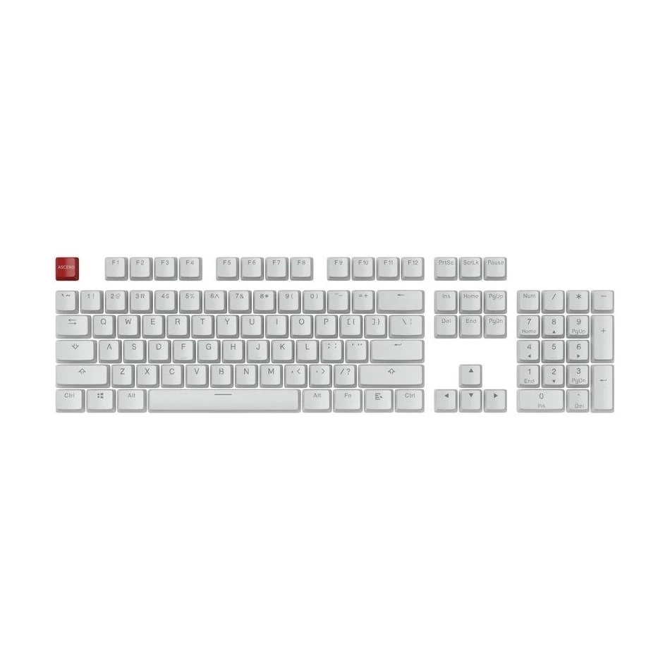 Pakaitiniai klaviatūros klavišai Glorious Aura Keycaps - 105vnt, ANSI, US išdėstymas, Balti