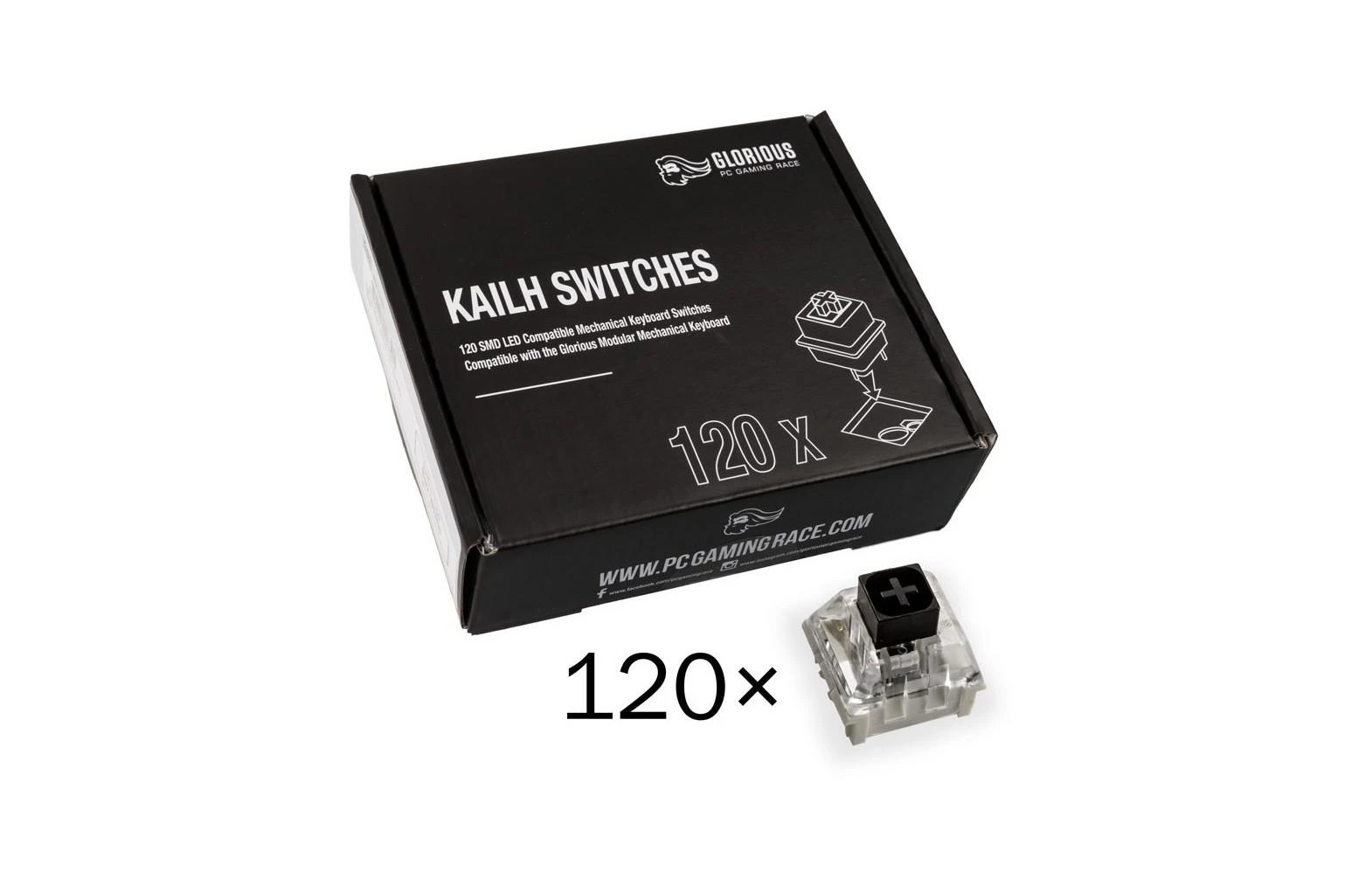 Glorious Box Kailh Black Switches klavišai klaviatūrai (120 vnt)