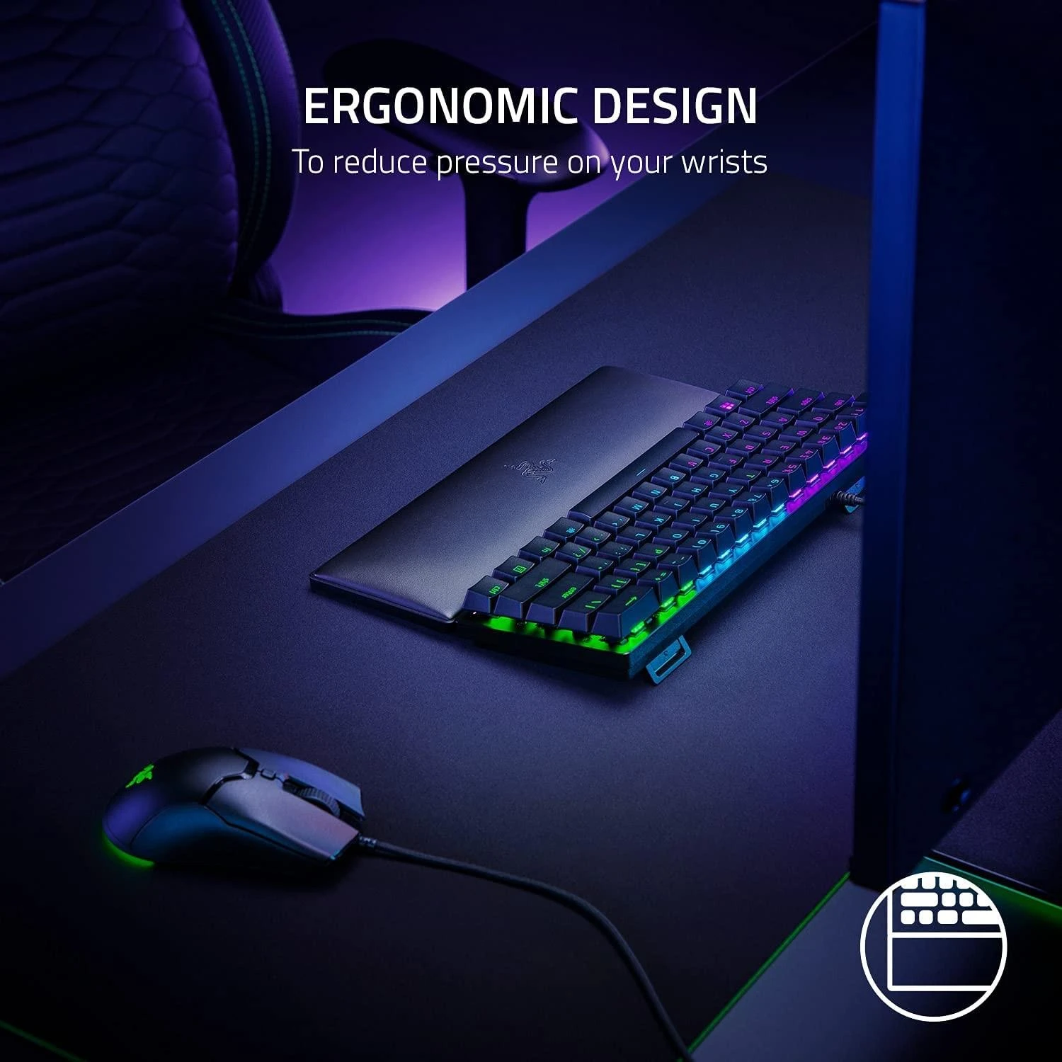 Riešo atrama Razer Ergonomic, Juodos spalvos