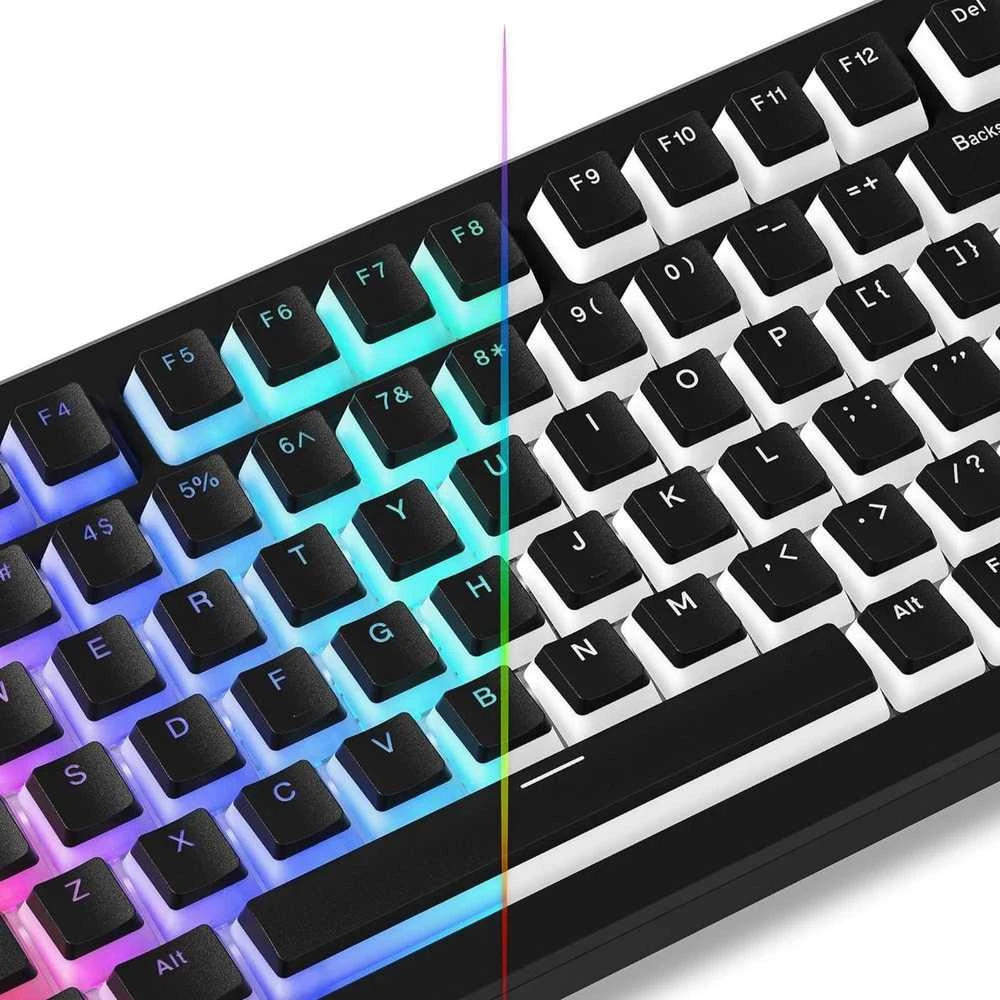Klaviatūra Royal Kludge Pudding PBT Keycaps - (104 vnt., Geltona, PBT, ANSI, UK išdėstymas)