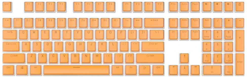 Klaviatūra Royal Kludge Pudding PBT Keycaps - (104 vnt., Oranžinis, PBT, ANSI, UK išdėstymas)