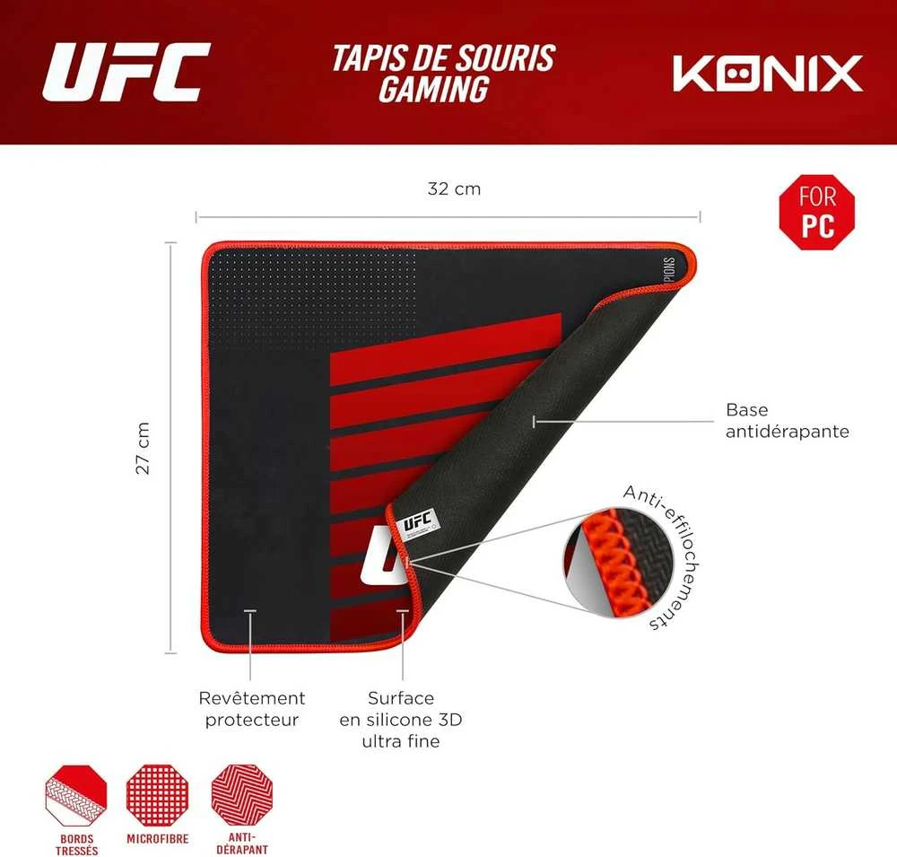 KONIX UFC Gaming M pelės kilimėlis 320x270mm