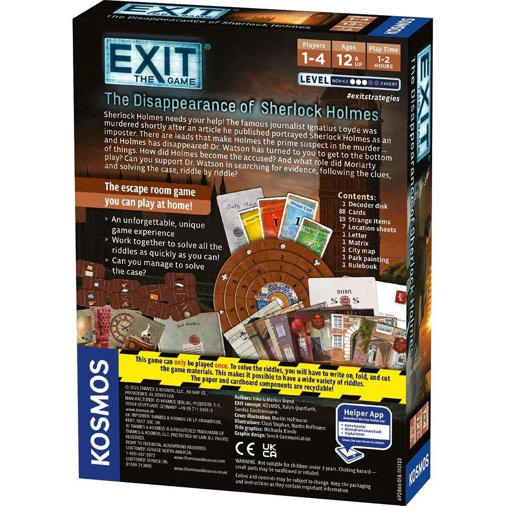 Exit Escape Roomkosmos Kosmoso išėjimas: žaidimas – Šerloko Holmso dingimas