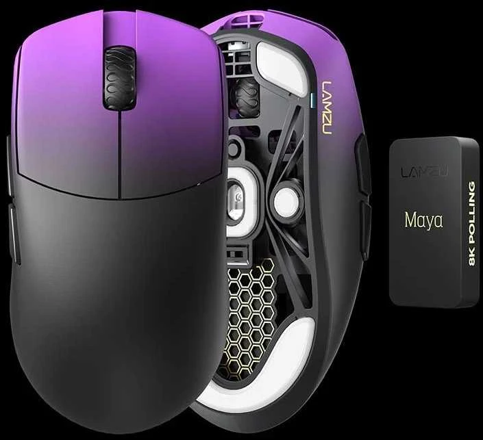 LAMZU MAYA Champion Edition belaidė optinė žaidimų pelė | 30000 DPI | 8K | Violetinė Shadow