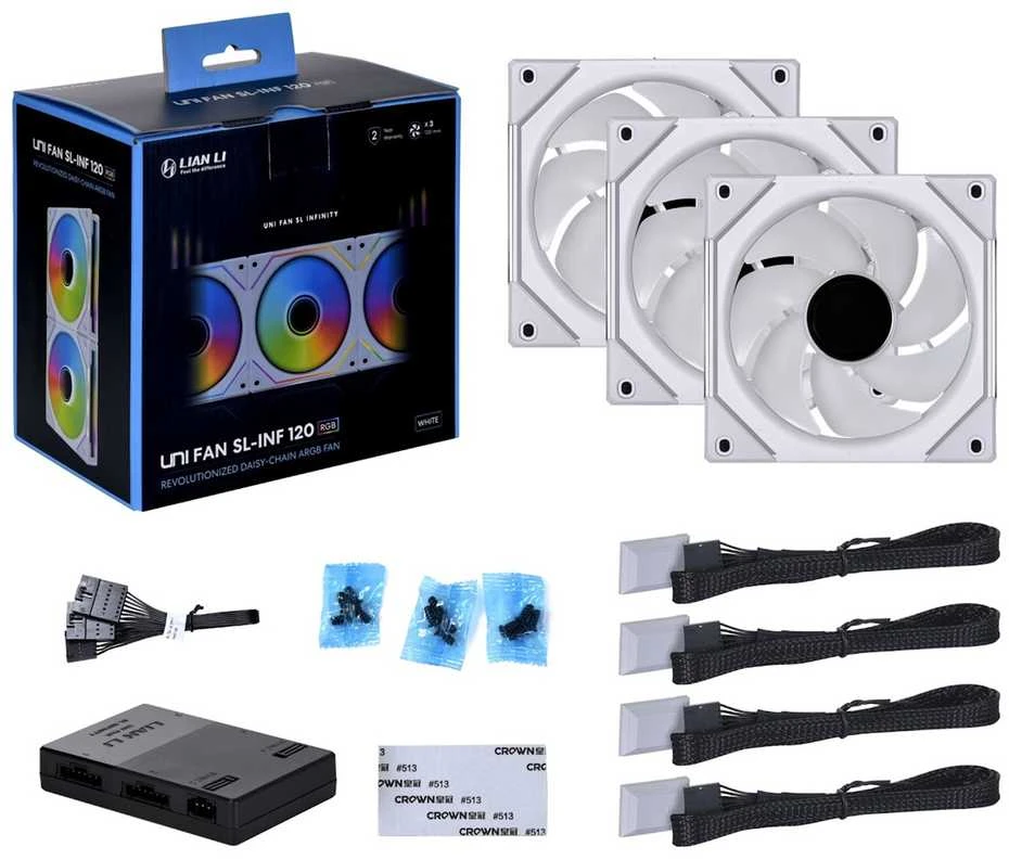 Lian Li UNI FAN SL-INF 120 ARGB ventiliatorius PWM, 3 pakuotės + valdiklis - 120 mm, kirvis