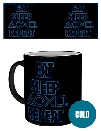 Abysse Gb Eye PLAYSTATION Eat Sleep Repeat puodelis | Reaguojantis į karštį