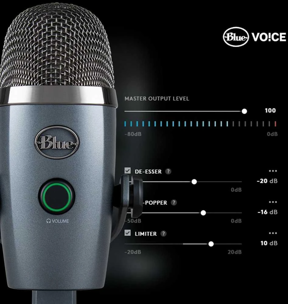 Blue Logitech G Mėlyna Yeti Nano (juodas) kondensatorinis mikrofonas