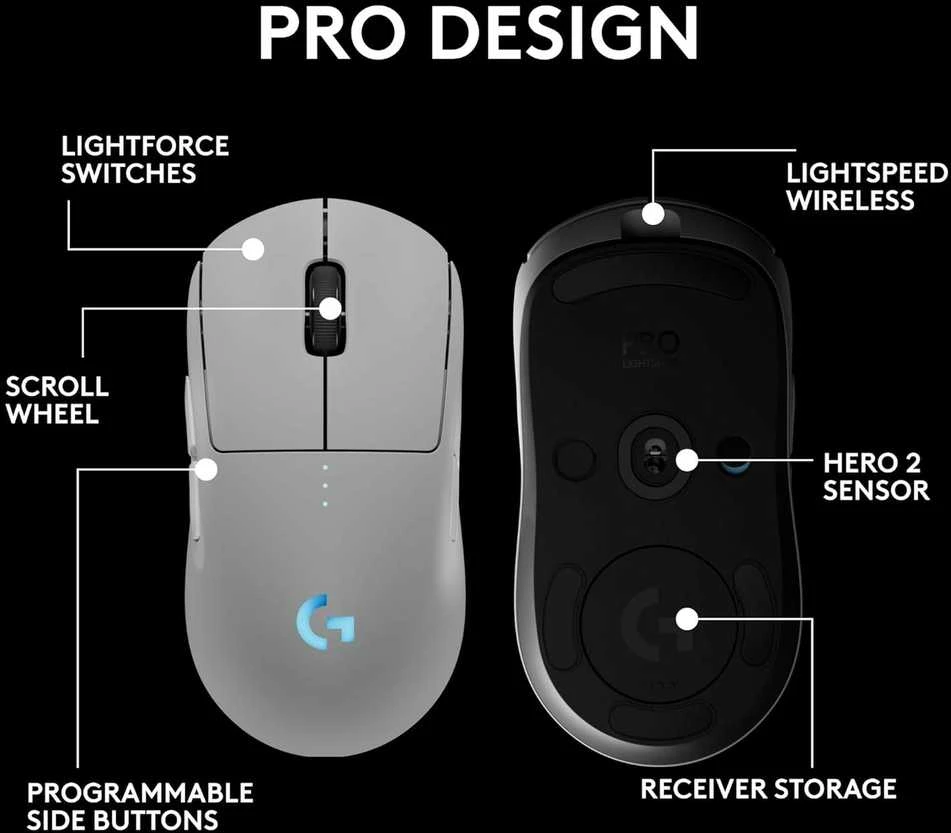 LOGITECH G PRO 2 LIGHTSPEED Belaidė pelė - Baltas - 2.4GHZ - EER2-933