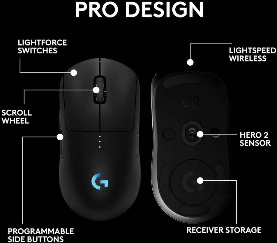 Pelė LOGITECH G PRO 2 LIGHTSPEED - Juodas - 2.4GHZ - EER2-933 - #933