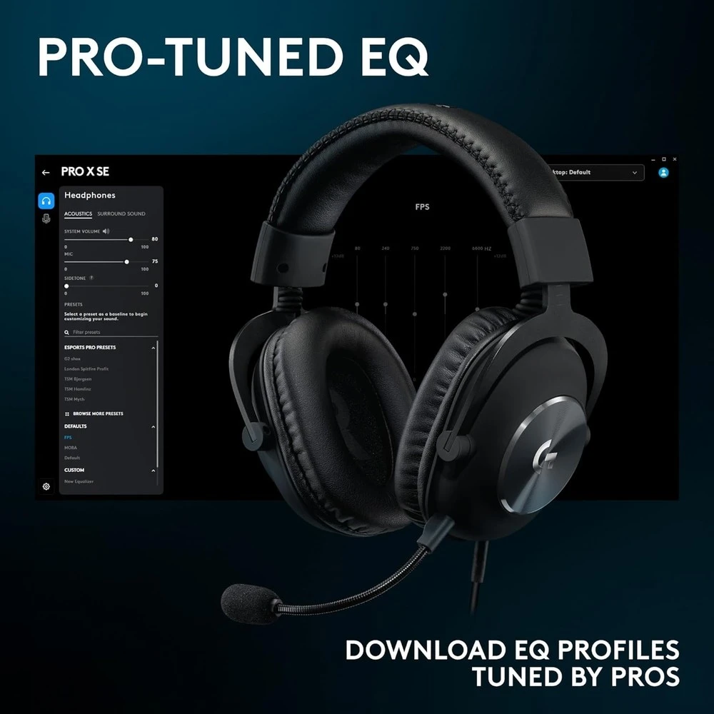 Ausinės - Logitech PRO X SE Ausinės su laidu Žaidimams (50mm drivers, USB/3.5mm, Juodas)