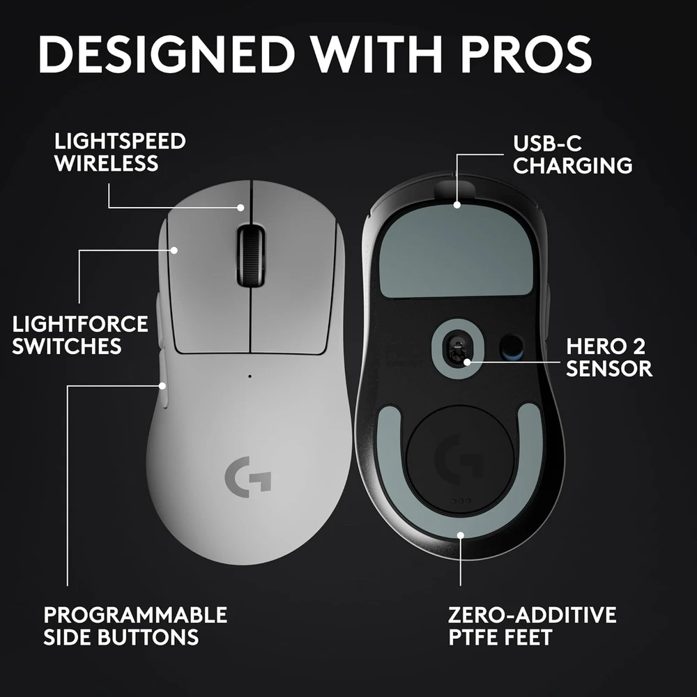 Pelė Logitech PRO X SUPERLIGHT 2 DEX Baltas - - EER2-933