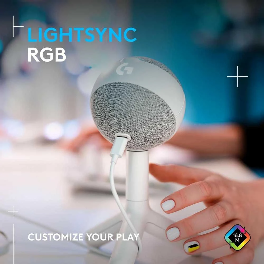 LOGITECH G Yeti Orb RGB žaidimų mikrofonas - LIGHTSYNC - OFF Baltas - USB