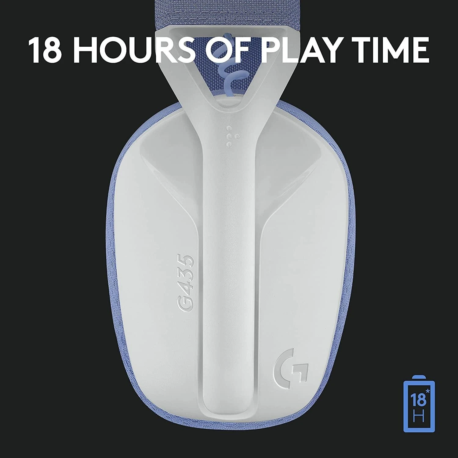 Žaidimų ausinės Logitech G435 Lightspeed, baltos/alyvų spalvos
