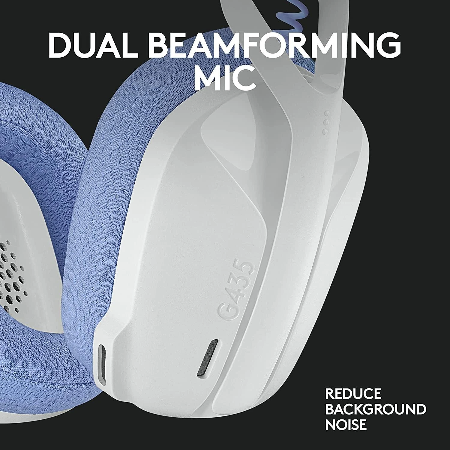 Žaidimų ausinės Logitech G435 Lightspeed, baltos/alyvų spalvos