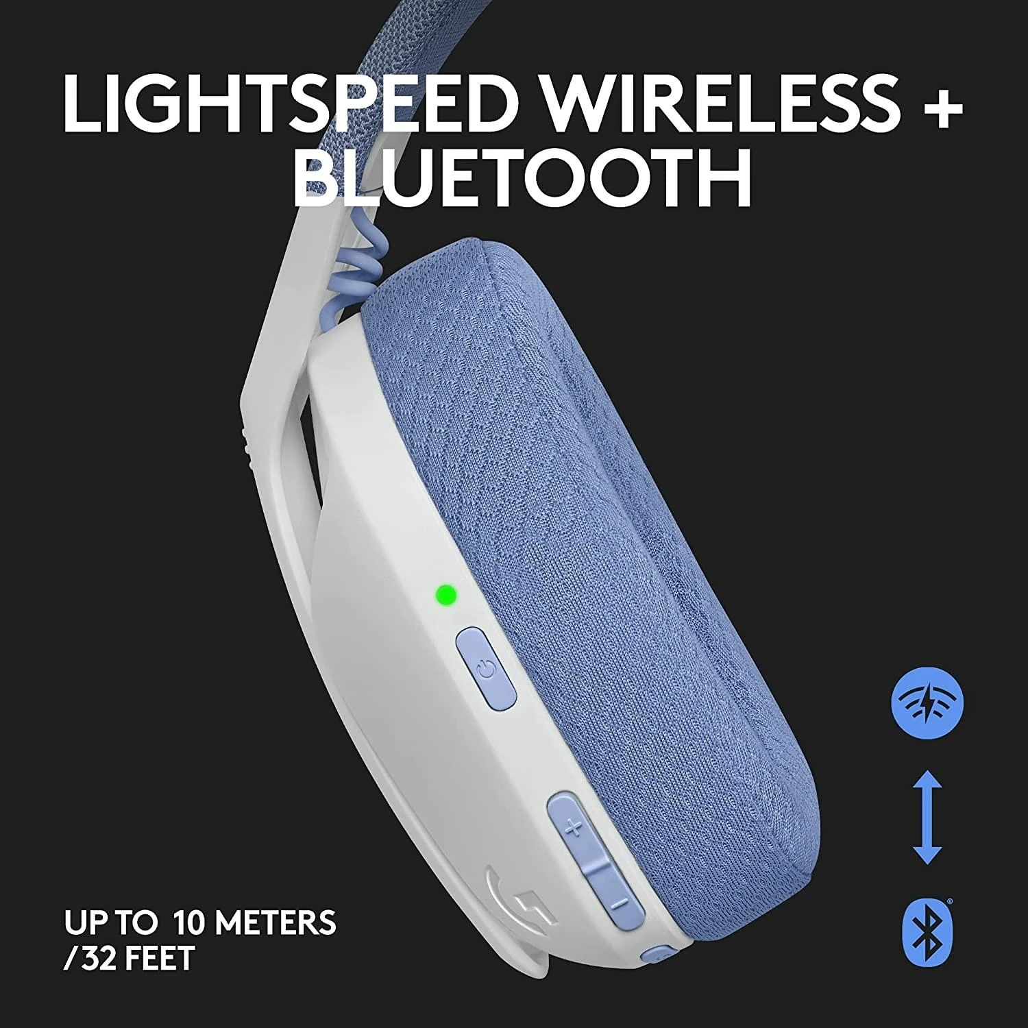 Žaidimų ausinės Logitech G435 Lightspeed, baltos/alyvų spalvos