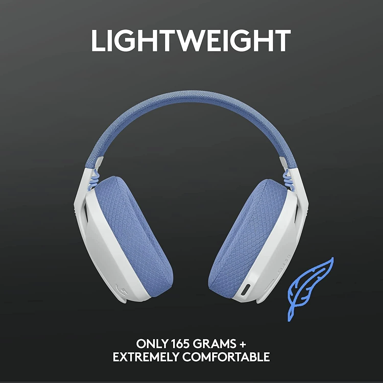 Žaidimų ausinės Logitech G435 Lightspeed, baltos/alyvų spalvos