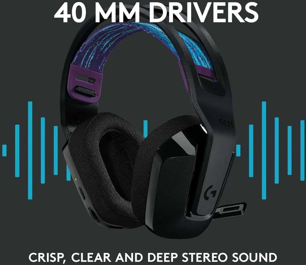 Logitech G535 Lightspeed belaidės ausinės žaidimams, Juodos spalvos