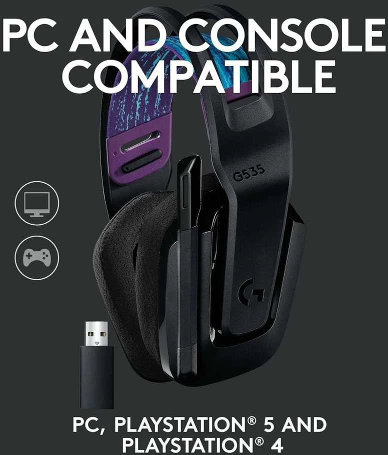 Logitech G535 Lightspeed belaidės ausinės žaidimams, Juodos spalvos