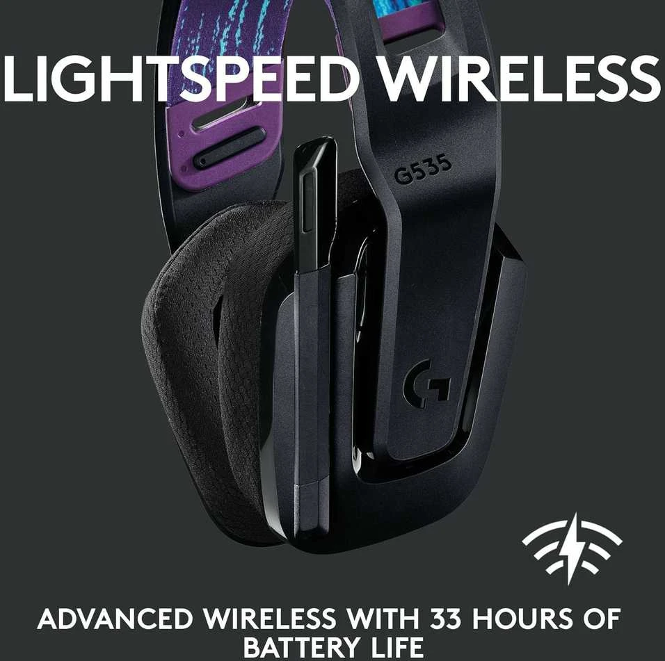 Logitech G535 Lightspeed belaidės ausinės žaidimams, Juodos spalvos