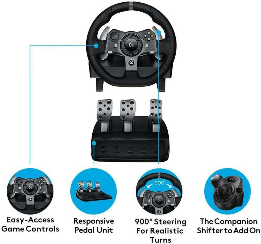 Logitech G920 Driving Force žaidimų vairas skirtas Xbox One ir PC su pedalais
