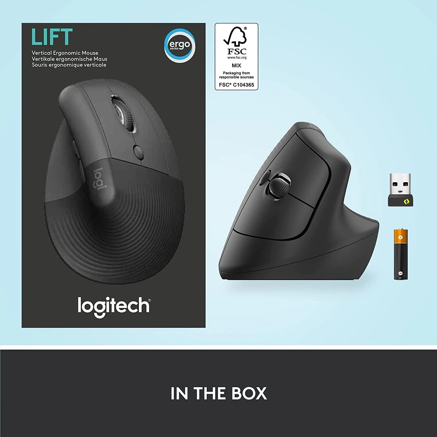 Belaidė pelė Logitech Lift, Grafito spalvos