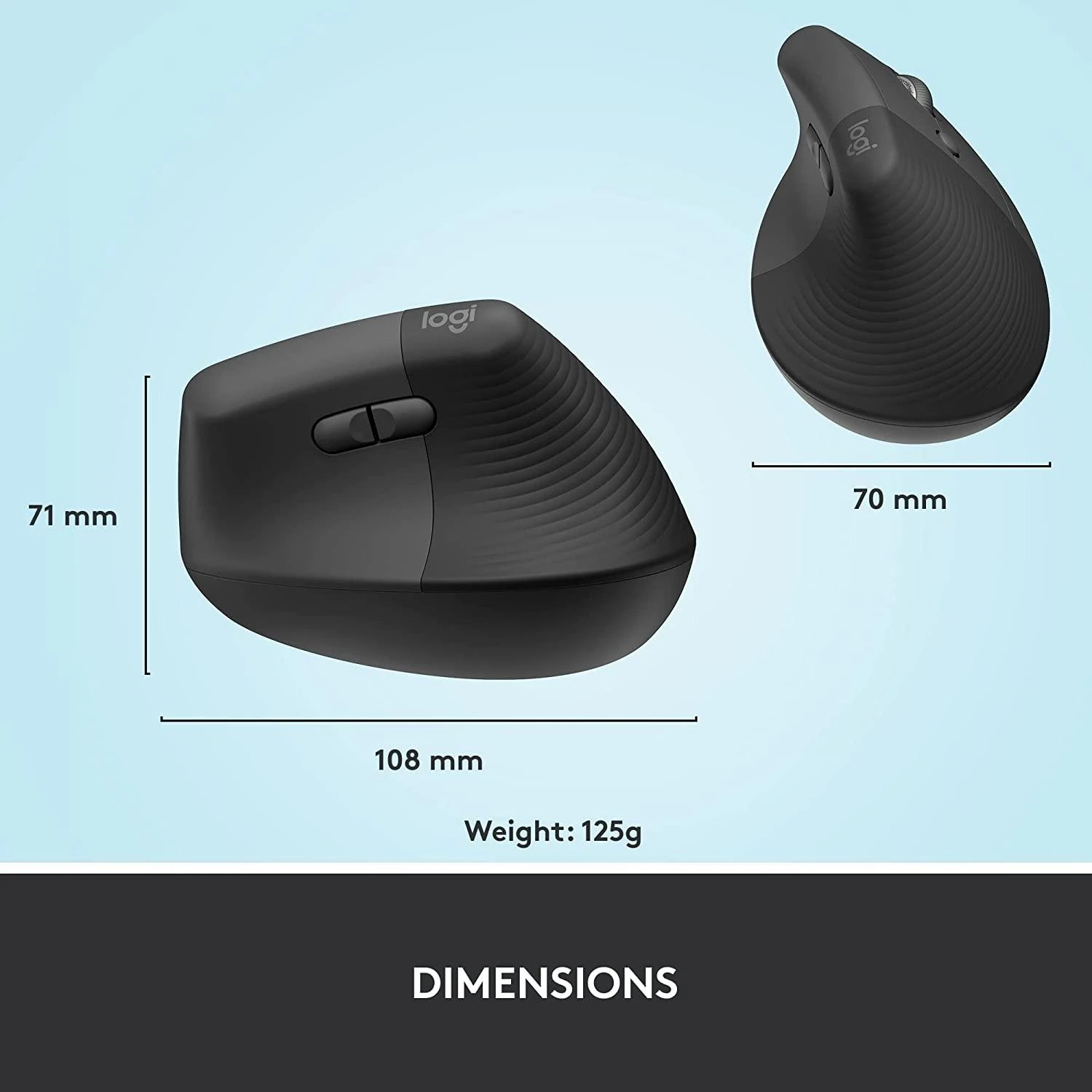 Belaidė pelė Logitech Lift, Grafito spalvos