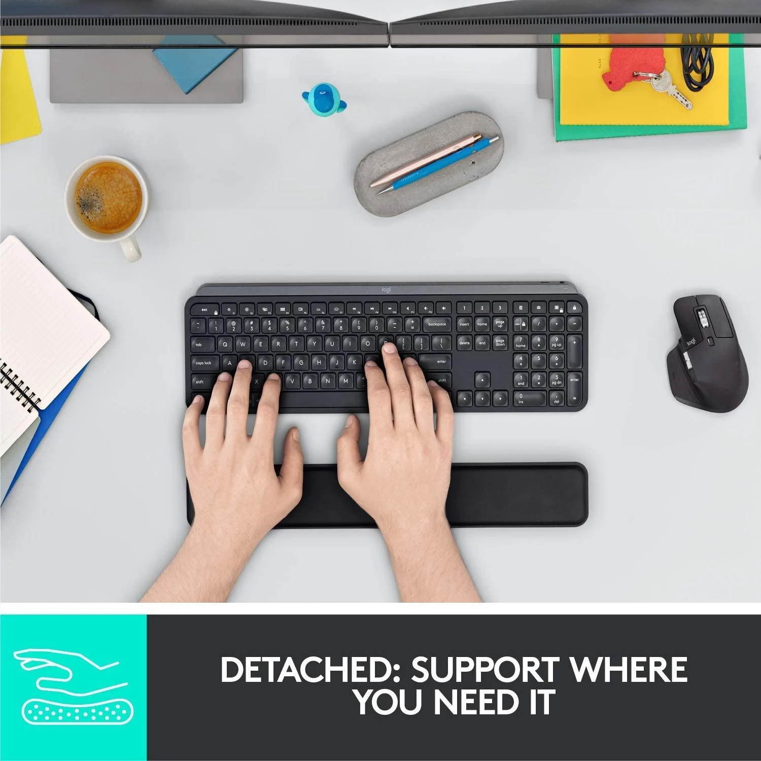 Klaviatūra LOGITECH MX Keys riešo atrama (juoda)