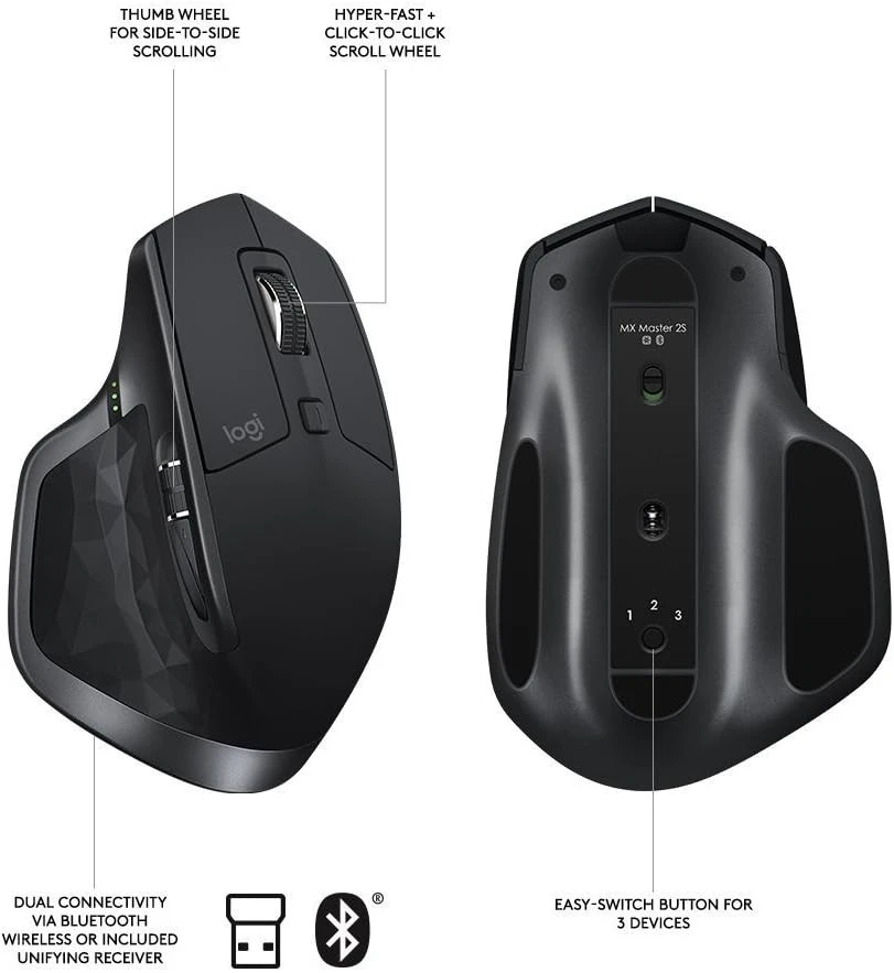 Pelė Logitech Master Series MX Master 2S Graphite
