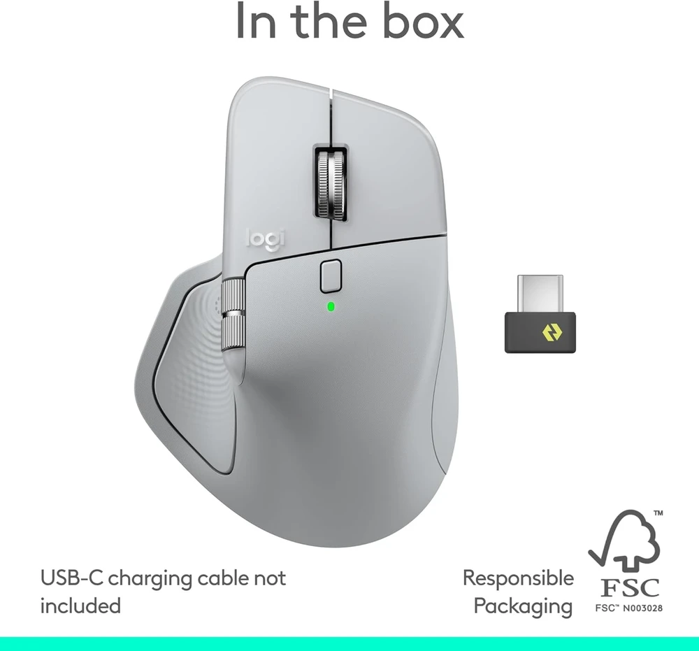 Logitech MX Master 4 belaidė pelė | spalva: šviesiai pilka (Pale Grey) - 910-007563