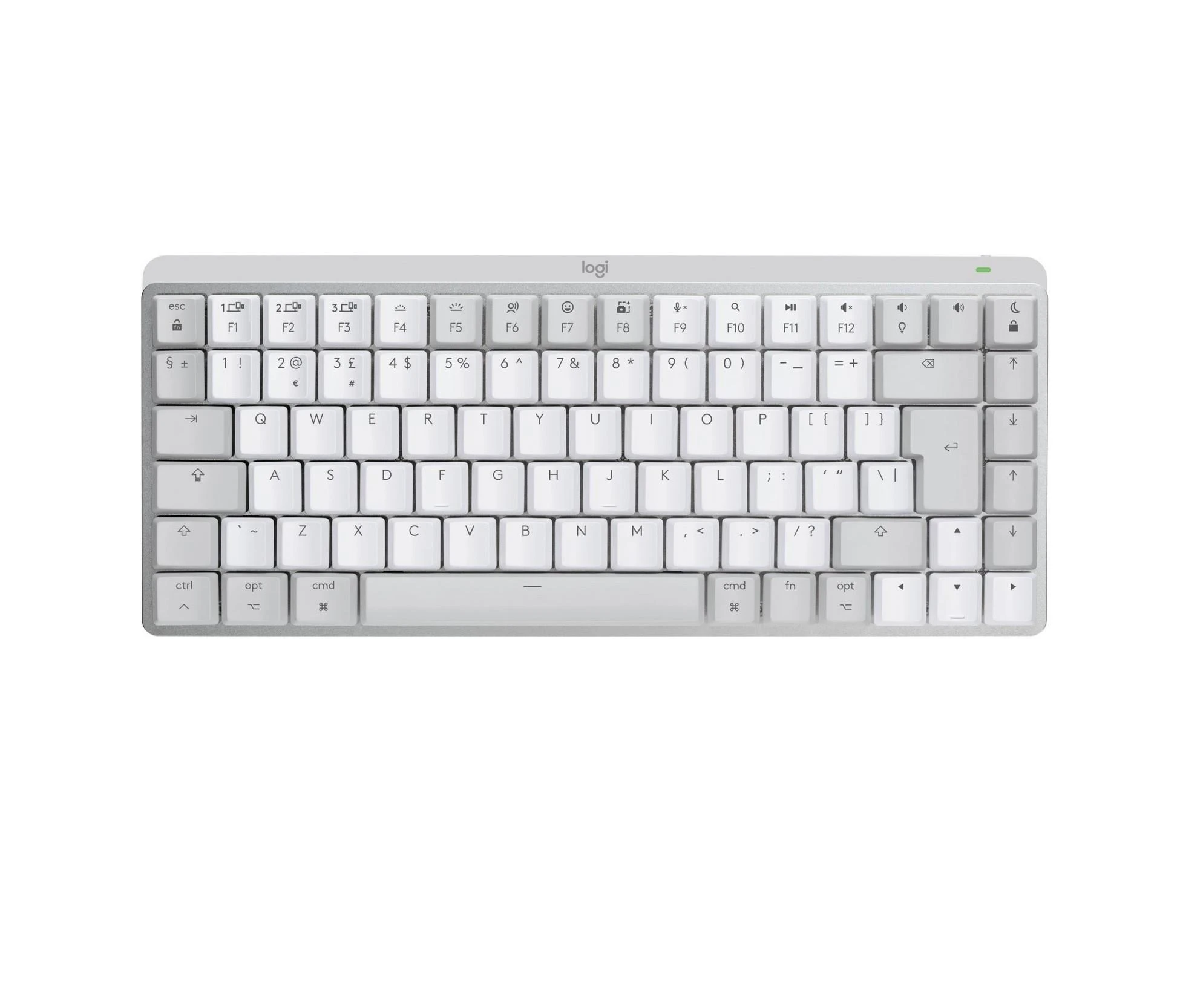 „LOGITECH MX Mechaninė Mini“, skirta MAC „Bluetooth“ apšviesta klaviatūra – PALE Pilkas – US INT'L – TACTILE