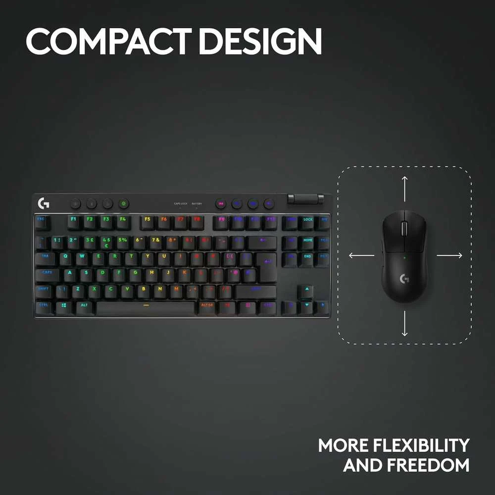 Žaidimų klaviatūra Logitech G Pro X TKL Lightspeed, US išdėstymas, Juodos spalvos