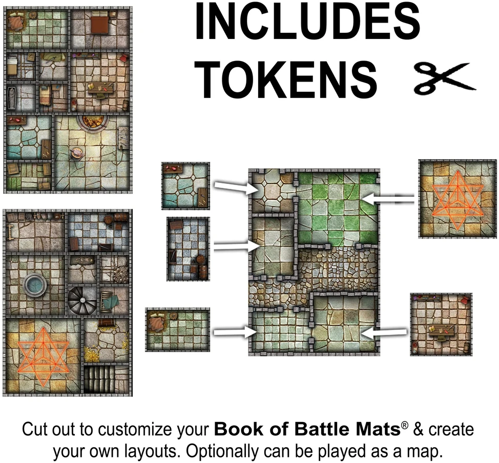 Loke Battlemats Loke Battle Mats: Big Book of Battle Mats - Cells & Shrines