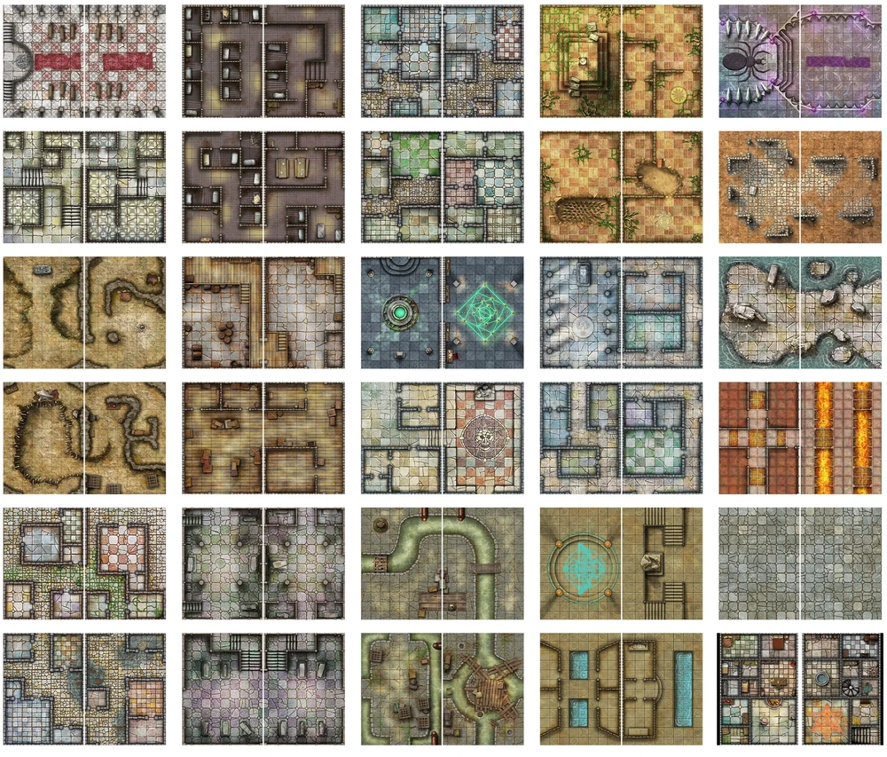 Loke Battlemats Loke Battle Mats: Big Book of Battle Mats - Cells & Shrines