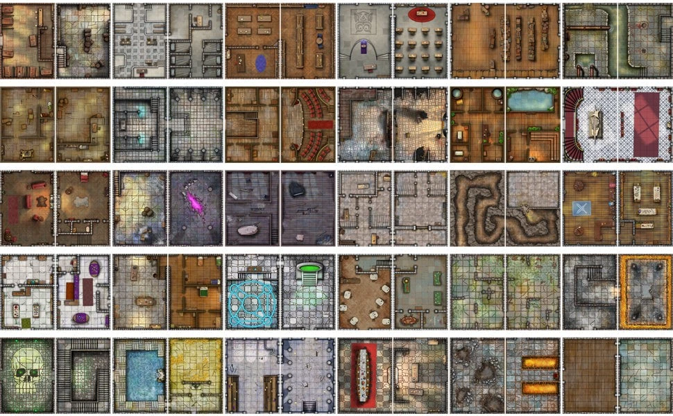 Loke Battlemats Loke Battle Mats: Big Book of Battle Mats - Rooms, Vaults, Chambers