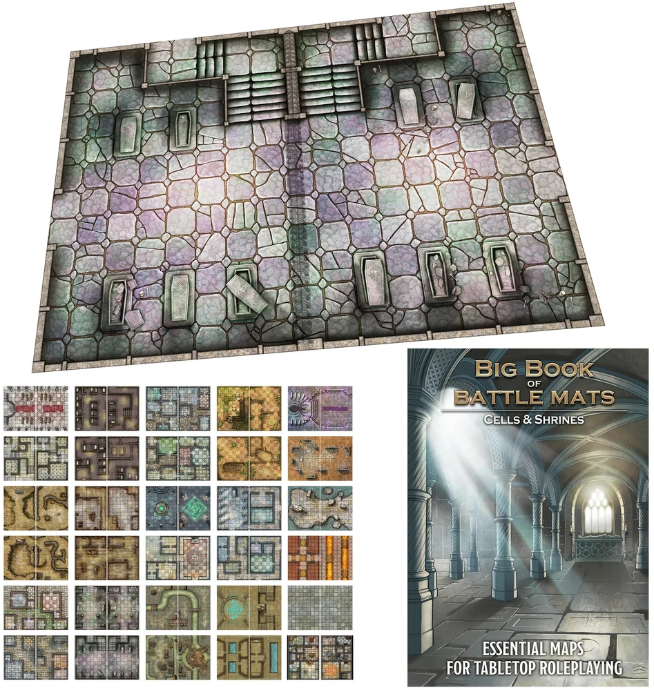 Loke Battlemats Loke Battle Mats: Big Book of Battle Mats - Cells & Shrines