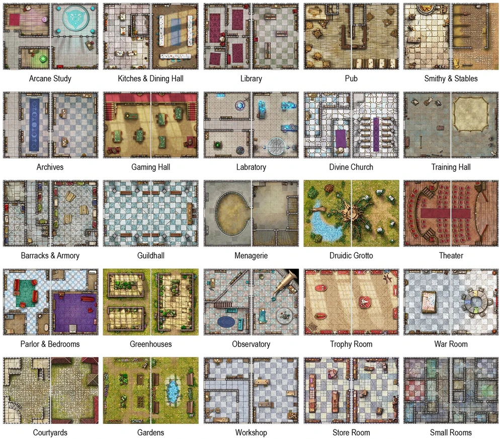 Loke Battlemats Loke Battle Mats: Big Book of Battle Mats - Bastions & Strongholds